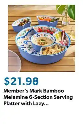 Sam's Club Member's Mark Bamboo Melamine 6-Section Serving Platter with Lazy Susan Base and Storage Lid offer