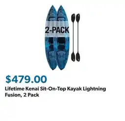 Sam's Club Lifetime Kenai Sit-On-Top Kayak Lightning Fusion, 2 Pack offer