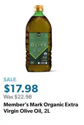 Sam's Club Member's Mark Organic Extra Virgin Olive Oil, 2L offer