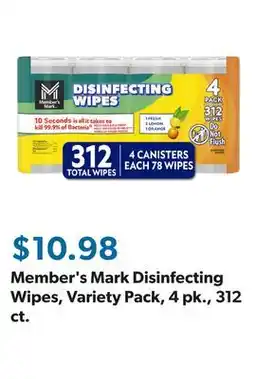 Sam's Club Member's Mark Disinfecting Wipes, Variety Pack, 4 pk., 312 ct offer