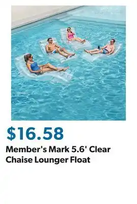 Sam's Club Member's Mark 5.6' Clear Chaise Lounger Float offer
