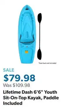 Sam's Club Lifetime Dash 6'6 Youth Sit-On-Top Kayak, Paddle Included offer