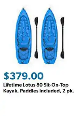 Sam's Club Lifetime Lotus 80 Sit-On-Top Kayak, Paddles Included, 2 pk offer