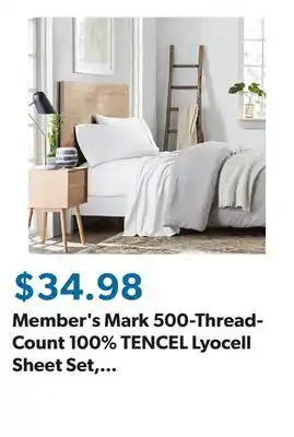 Sam's Club Member's Mark 500-Thread-Count 100% TENCEL Lyocell Sheet Set, Assorted Sizes offer