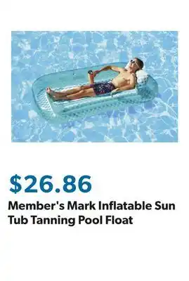 Sam's Club Member's Mark Inflatable Sun Tub Tanning Pool Float offer