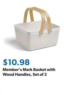 Sam's Club Member's Mark Basket with Wood Handles, Set of 2 offer
