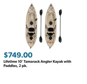 Sam's Club Lifetime 10' Tamarack Angler Kayak with Paddles, 2 pk offer