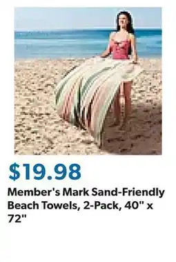 Sam's Club Member's Mark Sand-Friendly Beach Towels, 2-Pack, 40 x 72 offer