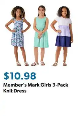 Sam's Club Member's Mark Girls 3-Pack Knit Dress offer