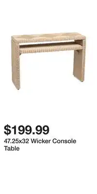 TJ Maxx 47.25x32 Wicker Console Table offer