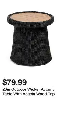 TJ Maxx 20in Outdoor Wicker Accent Table With Acacia Wood Top offer