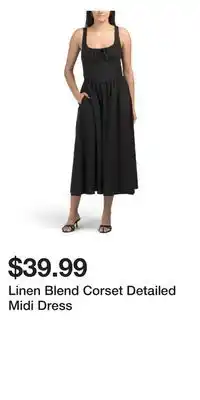 TJ Maxx Linen Blend Corset Detailed Midi Dress offer