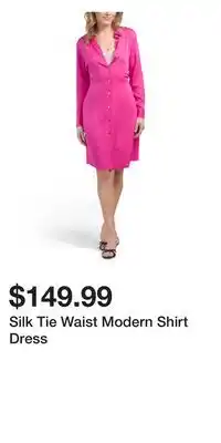 TJ Maxx Silk Tie Waist Modern Shirt Dress offer