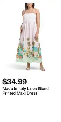TJ Maxx Made In Italy Linen Blend Printed Maxi Dress offer