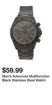 TJ Maxx Men's Autocross Multifunction Black Stainless Steel Watch offer