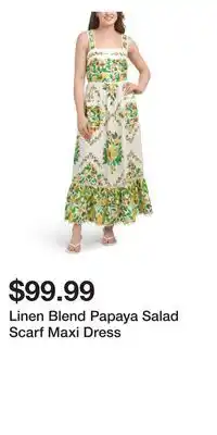 TJ Maxx Linen Blend Papaya Salad Scarf Maxi Dress offer