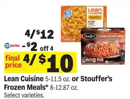 Meijer Lean Cuisine 5-11.5 oz. or Stouffer's Frozen Meals* 8-12.87 oz offer