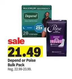 Meijer Depend or Poise Bulk Pack offer