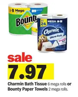 Meijer Charmin Bath Tissue 6 mega rolls or Bounty Paper Towels 2 mega rolls offer