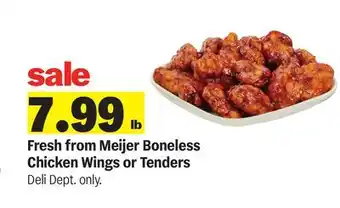Meijer Fresh Meijer Boneless Chicken Wings or Tenders offer