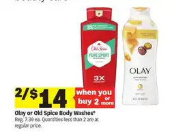 Meijer Olay or Old Spice Body Washes offer