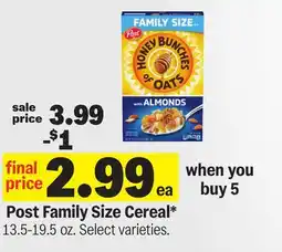Meijer Post Family Size Cereal offer