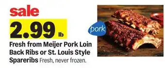 Meijer Fresh from Meijer Pork Loin Back Ribs or St. Louis Style Spareribs offer