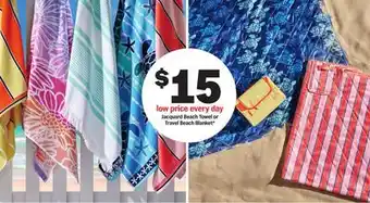 Meijer Jacquard Beach Towel or Travel Beach Blanket offer