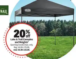 Meijer Lake & Trail Canopies and Weights offer
