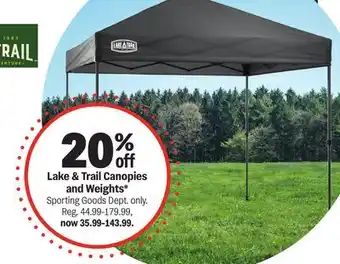 Meijer Lake & Trail Canopies and Weights offer