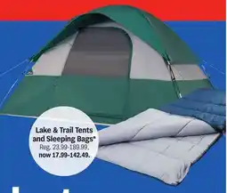 Meijer Lake & Trail Tents and Sleeping Bags offer