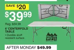 Dunham's Sports 6' CENTERFOLD TABLE offer