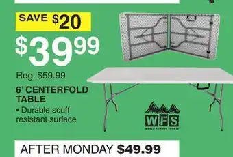 Dunham's Sports 6' CENTERFOLD TABLE offer