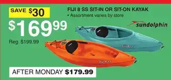 Dunham's Sports SUNDOLPHIN FIJI 8 SS SIT-IN OR SIT-ON KAYAK offer