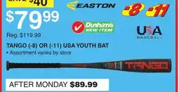 Dunham's Sports TANGO (-8) OR (-11) USA YOUTH BAT offer