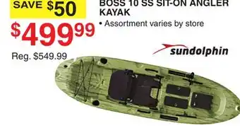 Dunham's Sports SUNDOLPHIN BOSS 10 SS SIT-ON ANGLER KAYAK offer