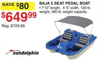 Dunham's Sports SUNDOLPHIN BAJA 5 SEAT PEDAL BOAT offer