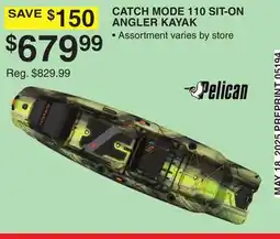 Dunham's Sports PELICAN CATCH MODE 110 SIT-ON ANGLER KAYAK offer
