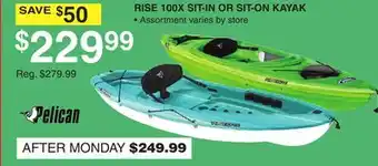 Dunham's Sports RISE 100X SIT-IN OR SIT-ON KAYAK offer