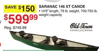 Dunham's Sports OLD TOWN SARANAC 146 XT CANOE offer