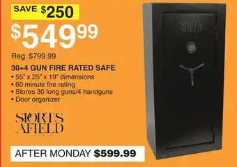Dunham's Sports SPORTS AFIELD 30+4 GUN FIRE RATED SAFE offer