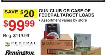 Dunham's Sports GUN CLUB OR CASE OF FEDERAL TARGET LOADS offer