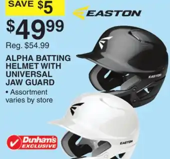 Dunham's Sports ALPHA BATTING HELMET WITH UNIVERSAL JAW GUARD offer