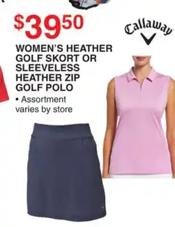 Dunham's Sports WOMEN'S HEATHER GOLF SKORT OR SLEEVELESS HEATHER ZIP GOLF POLO offer