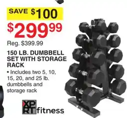 Dunham's Sports 150 LB. DUMBBELL SET WITH STORAGE RACK offer