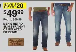 Dunham's Sports MEN'S WRANGLER RETRO SLIM STRAIGHT OR RELAXED FIT DENIM offer