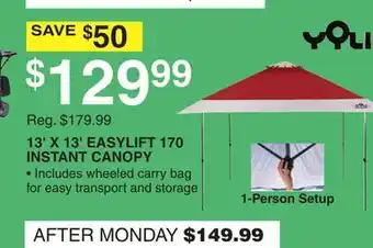 Dunham's Sports 13' X 13' EASYLIFT 170 INSTANT CANOPY offer