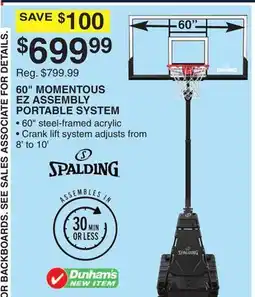 Dunham's Sports 60 MOMENTOUS EZ ASSEMBLY PORTABLE SYSTEM offer