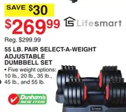Dunham's Sports LIFESMART 55 LB. PAIR SELECT-A-WEIGHT ADJUSTABLE DUMBBELL SET offer