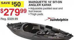 Dunham's Sports SUNDOLPHIN MARQUETTE 10' SIT-ON ANGLER KAYAK offer